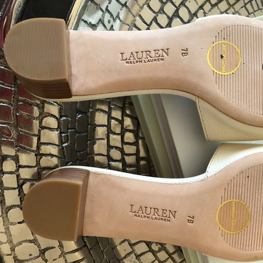 RALPH LAUREN LEATHER SLIP ON SANDALS - Picture 11 of 14